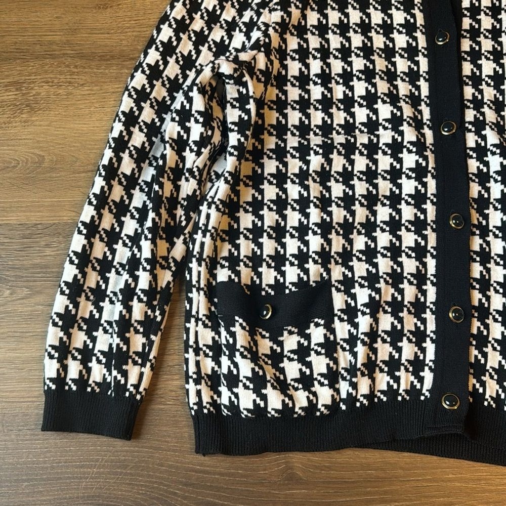 Vtg liola houndstooth cardigan button up long sleeve ladies wool Cotton size M - Picture 3 of 11
